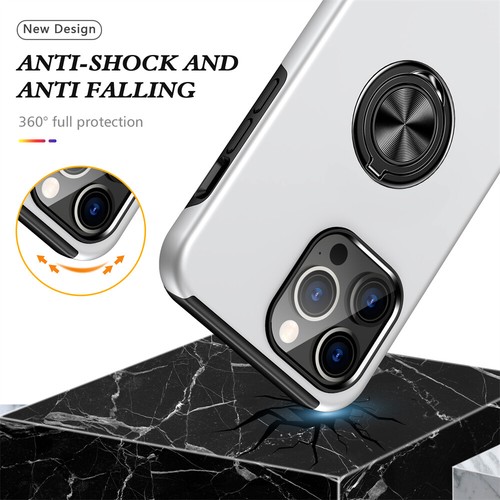 For iPhone 12 Pro Max 14 Plus 15 Shockproof Hybrid Ring Holder Hard Phone Case - Picture 41 of 51