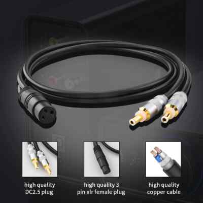 HI-End OFC 3Pin XLR Female to Dual DC2.1 /DC2.5 DC HDPlex PSU DC Splitter Cable