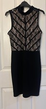 Mini Dress - Black with lace detail, bodycon mini dress size 10