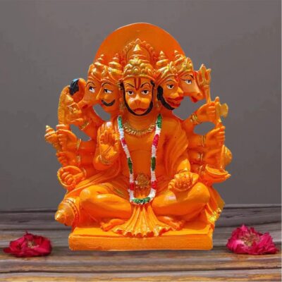 Panchmukhi Hanuman Statue Or Murti Resin For Carhomeoffice|orange Sankat Mochan 