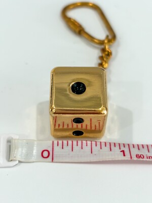 Dice Key Ring 18 KARAT GOLD Plated Keychain Quest Ind Auto Accessories New Rare