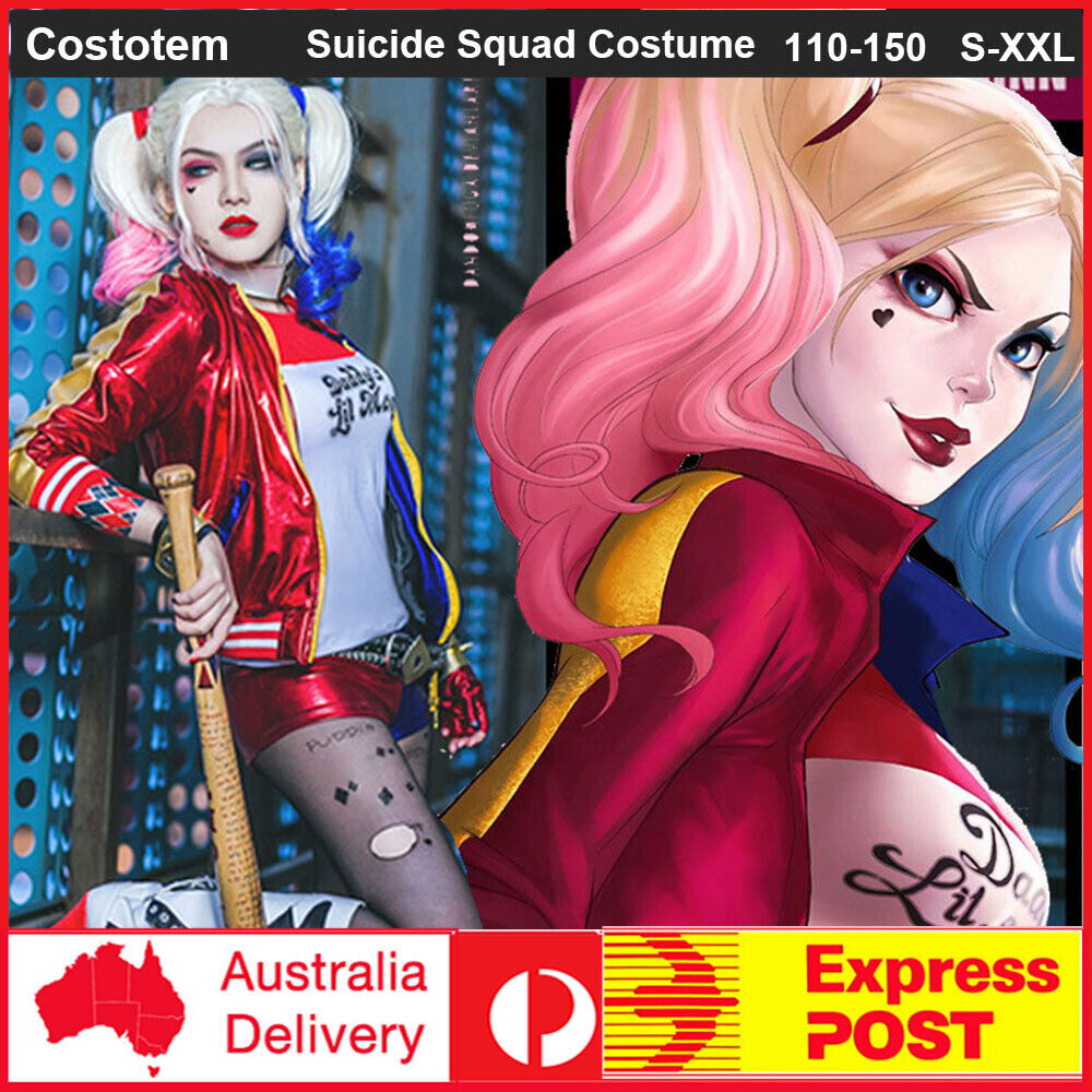 Harley Quinn Suicide Squad Costume Cosplay Jacket Shirt Shorts Glove Halloween E - Foto 3