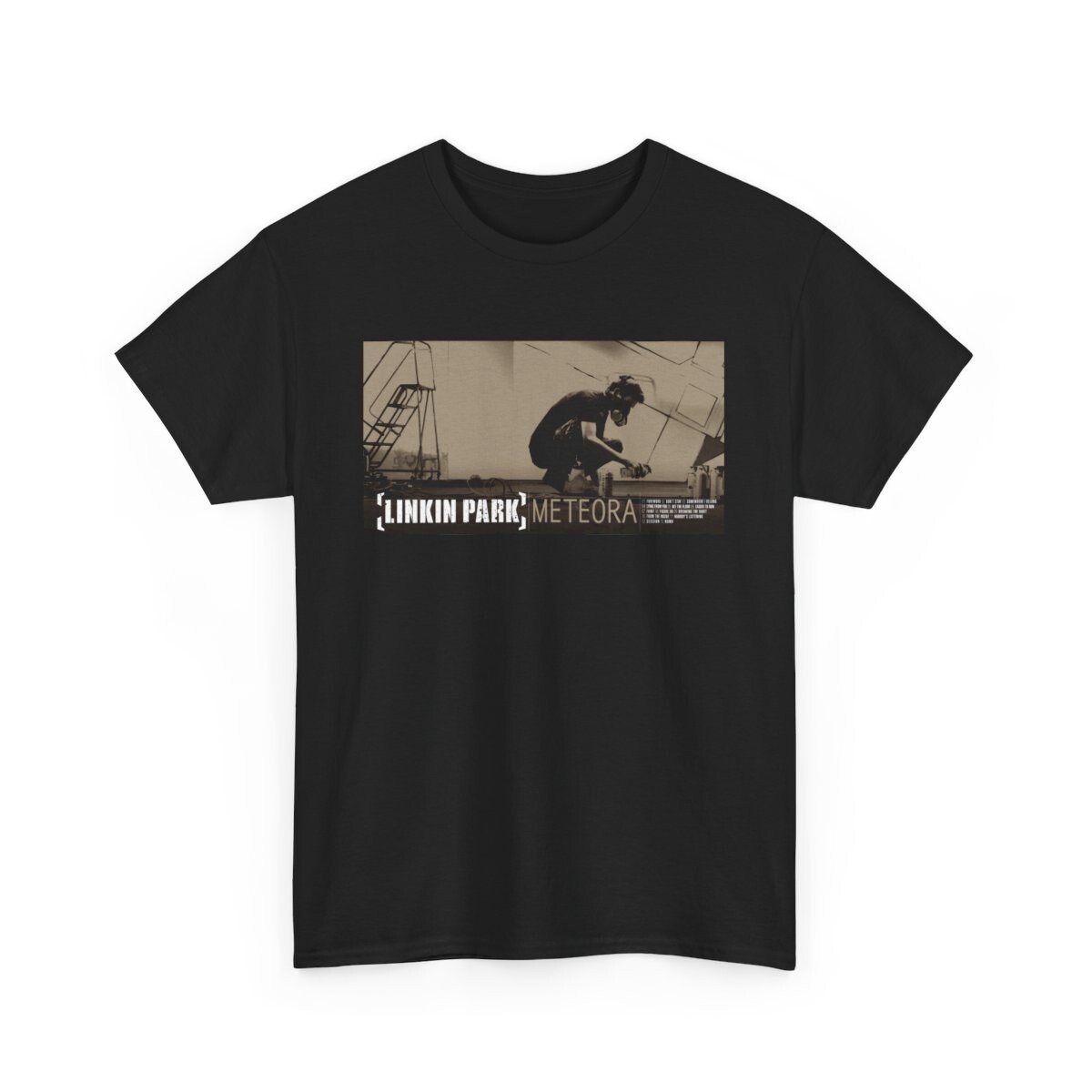 Linkin-Park Meteora Rock Graffiti Graphic Printed Black T Linkin-Park Meteora Rock Graffiti Graphic Printed Black T