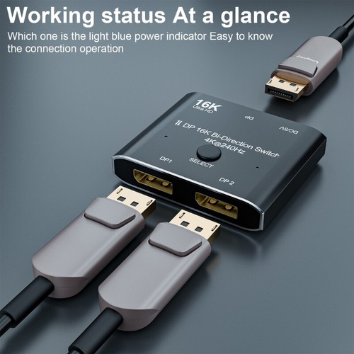 Two Directional 4K@240Hz DisplayPort Switcher for Seamless High Resolution Video - Afbeelding 2 van 8