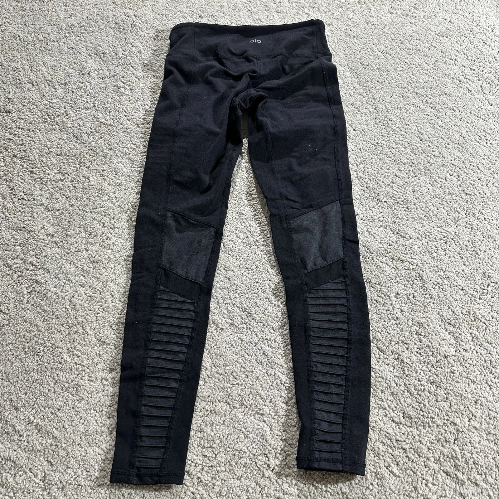 alo-yoga moto textured skinny mid rise stretch leggings