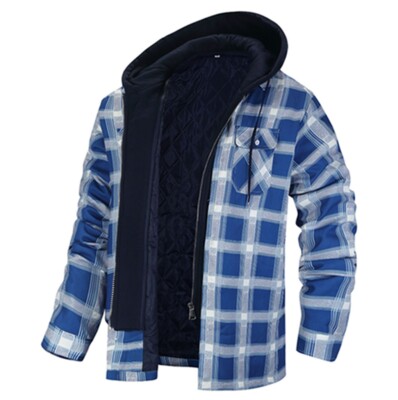 Holzfällerhemd Lumberjack Warm Hoodie Herren Plaid Karohemd Arbeitsjacke Kapuze