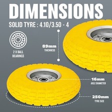 NEW 2 X 10" YELLOW PNEUMATIC SACK TRUCK TROLLEY WHEEL BARROW TYRES 4.10/3.5-4.0