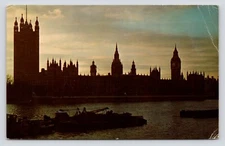 Sunrise over Houses of Parliament London England c1970 Vintage Chrome Postcard