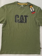 Caterpillar Mens Trademark Tee T Shirt GREEN Relaxed Fit MEDIUM Cat Short Sleeve