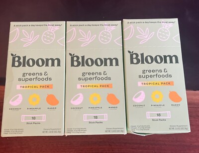 X3 Bloom Greens & Superfoods - Tropical Pack - 18 Sticks.  Exp: Dec 2025