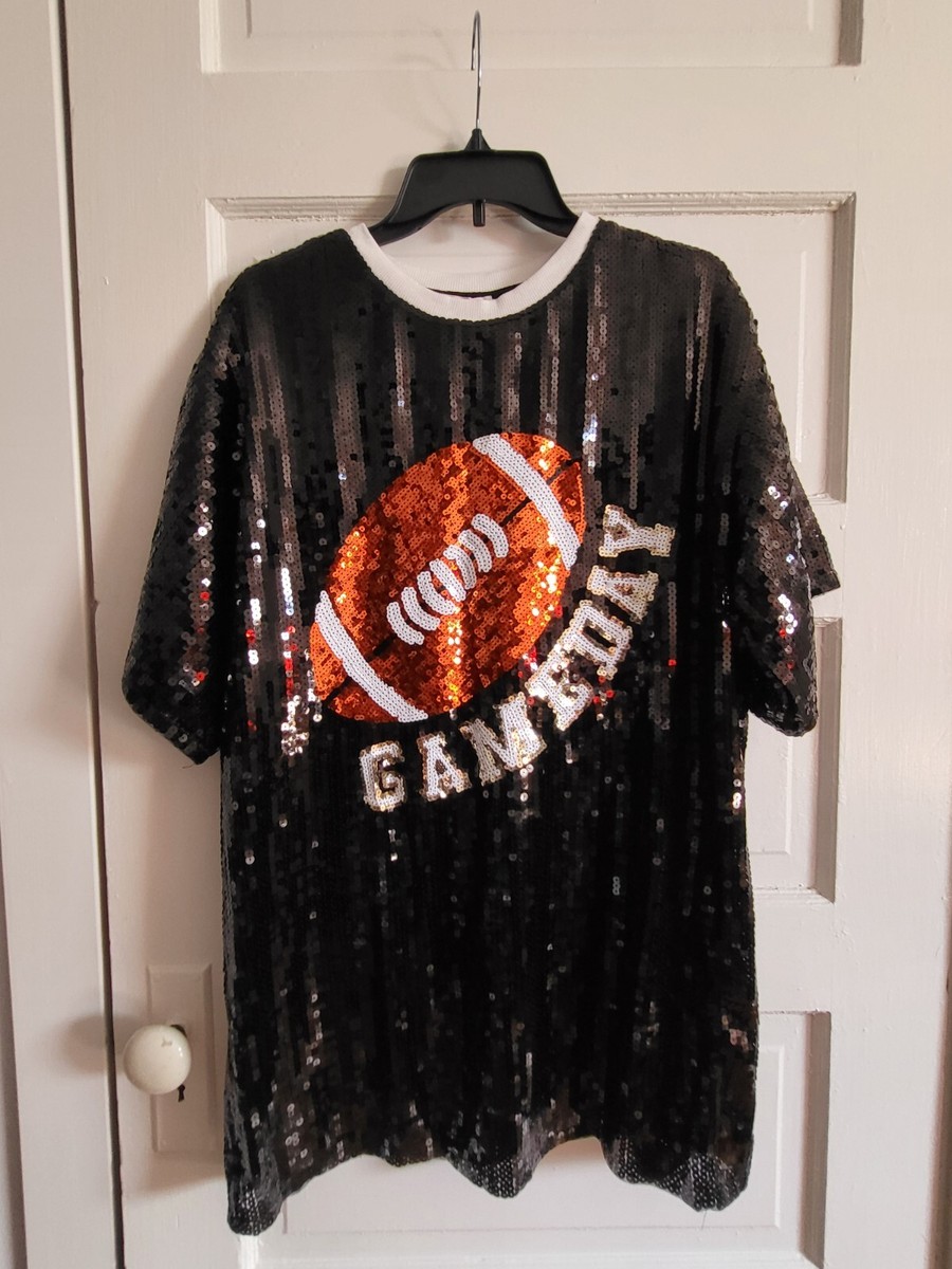 BLACK SEQUINS FOOTBALL DRESS! NEW! ARRIVE IN STYLE GALS!