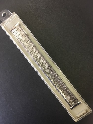 17 18 19 20 mm VINTAGE SILBER EDELSTAHL STRETCH UHRENARMBAND GEBOGENE ENDEN NEU - Bild 6 von 6