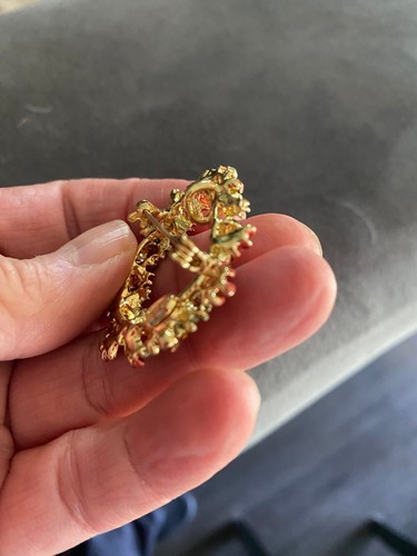 Rucinni Fall Wreath Brooch/Pendant Gold Plated Preciosa Crystals Signed - Picture 3 of 5
