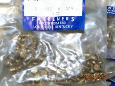 (LOT OF 100) 6-32 x 1/4" Solid Brass Machine Screws Pan Head Slotted