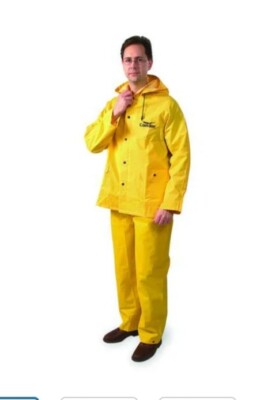 ***NEW*** Condor 5T915B 3 Piece Rainsuit W/Detach Hood,Yellow,2Xl