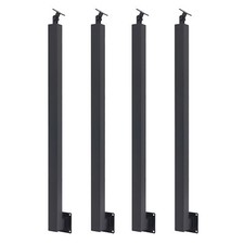 Black Square Stair Baluster Posts 4 Pieces Metal Stair Post