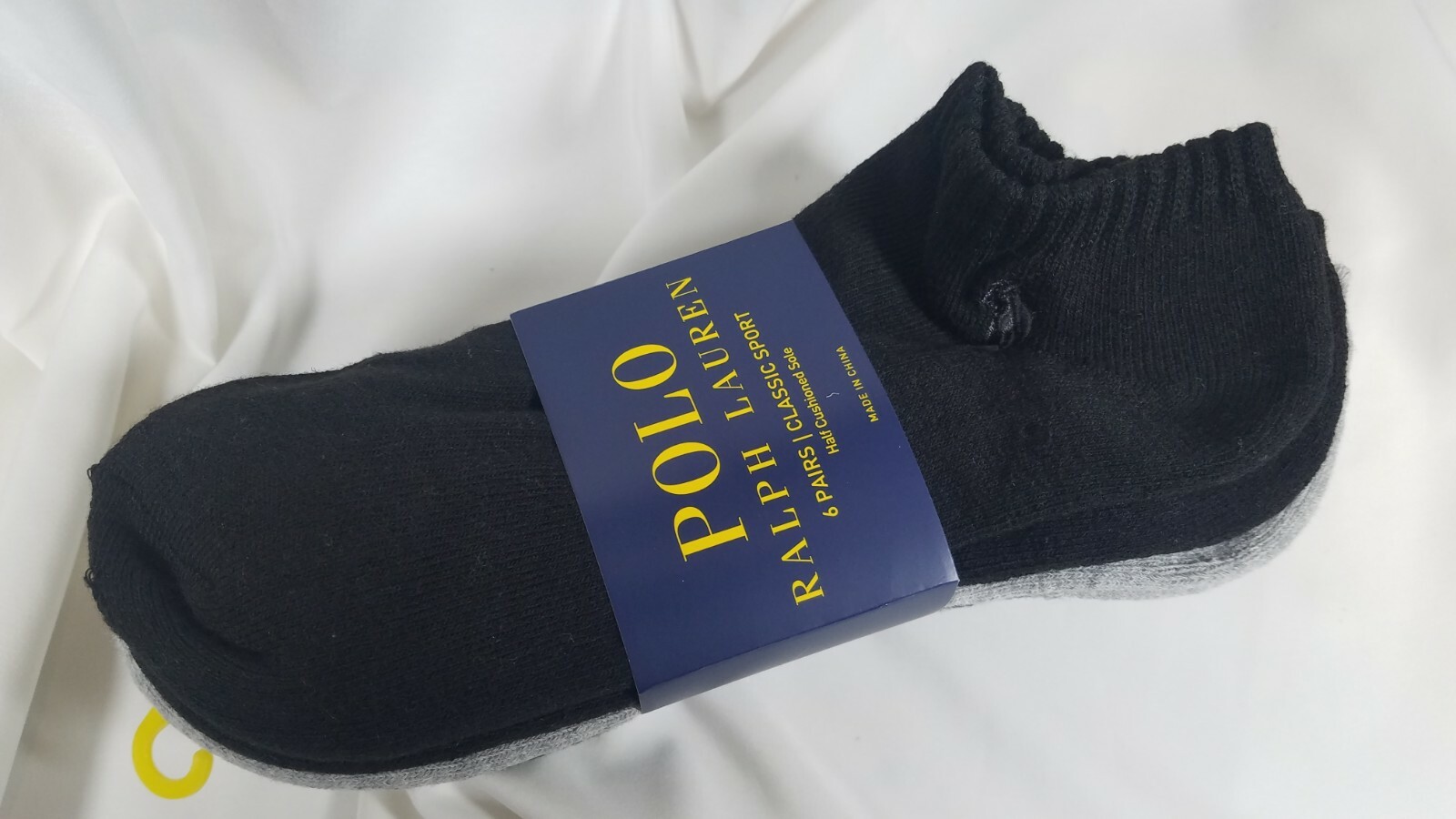 SAOLA Polo Ralph Lauren confezione da 6 calzini taglio basso grigio nero suola ammortizzata SPEDIZIONE GRATUITA