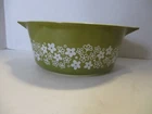 Vintage Pyrex Spring Blossom Crazy Daisy 2.5Qt Green Casserole 475-B