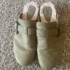 Zodiac Maui Suede Green Clog Leather Slide Mule Size 9.5