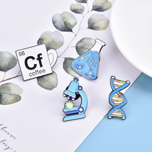 Broche molecular químico esmalte ciencia microscopio ADN pin biológico metal - Imagen 10 de 15