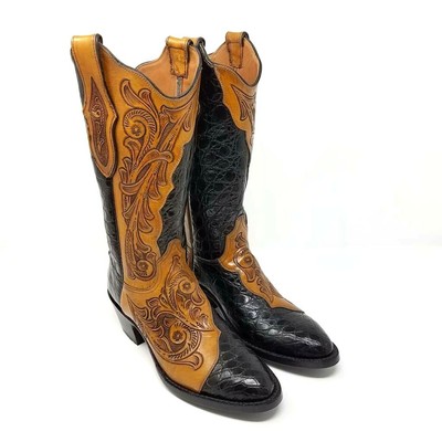tooled leather boots womens