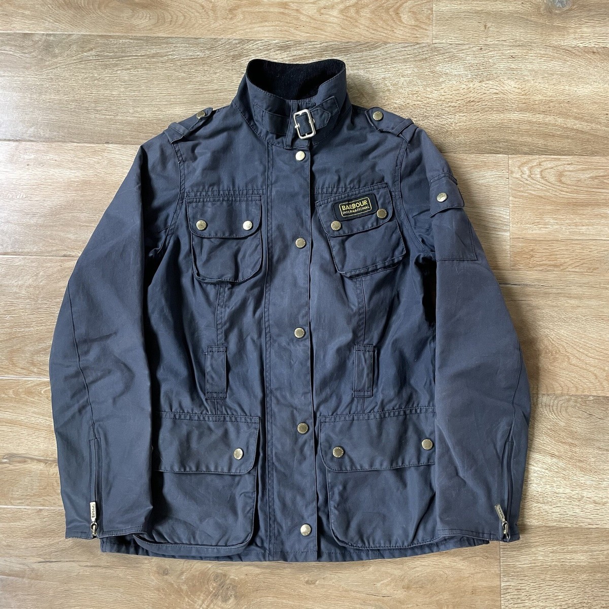 BARBOUR International Summer Wax Jacket Navy Blue Women's UK 10