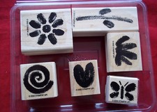 Stampin Up Painted Garden New 6 Piece Mounted Stamp Set Flowers Butterfly