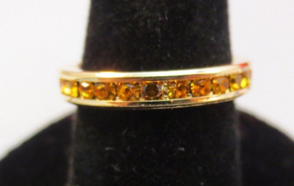 3MM 14KT GOLD EP STACKABLE NOVEMBER YELLOW WEDDING ETERNITY RING SIZE 6 ...