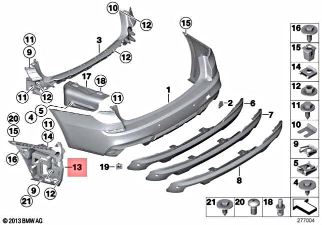 BMW 5 GT F07 M-sport Genuine Rear Right Bumper Bracket 8056190  