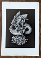 MC Escher "Dragon" 1952 11" x 16" Poster Modern Fantasy Art Print for Framing