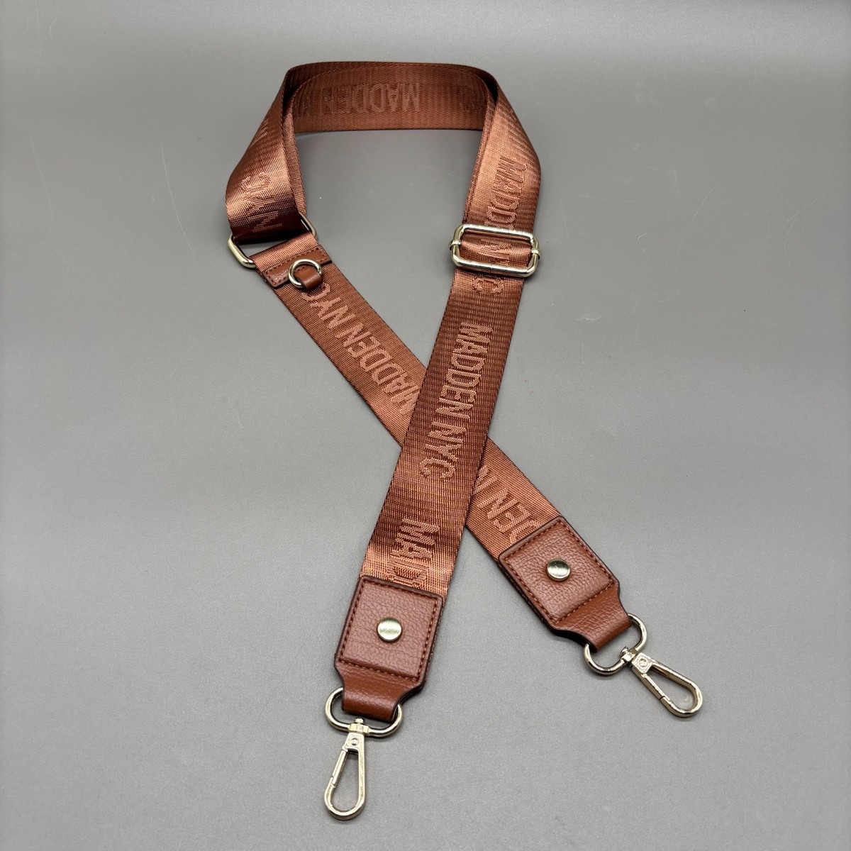 BAG STRAP ロゴ Shoulder Canvas Logo Strap - Black & Cognac Classic Leather