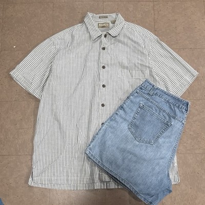 Vintage Khaki's by Arrow Big Shirt Plaid Short Sleeve Button Down Size Medium