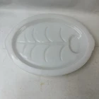 Fire King Ware Meat Turkey Platter Vintage 14 1/2" White Milk Glass Gravy Well