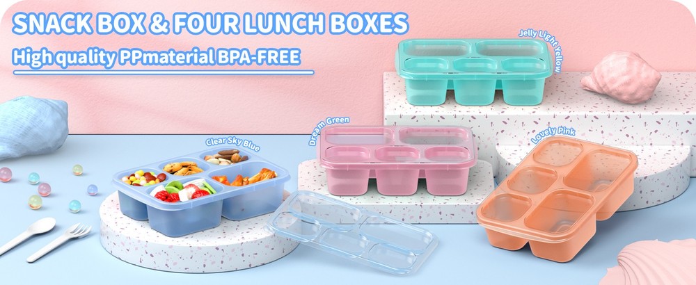 Bento Box Adult Lunch Box -, 5 - partment Meal Prep Container for Kids,