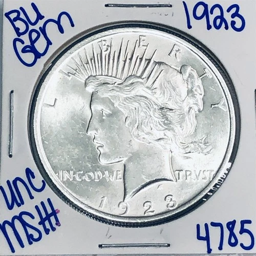 1923 BU UNCIRCULATED SILVER PEACE DOLLAR AUTHENTIC U.S. MINT FREE SHIPPING 4785
