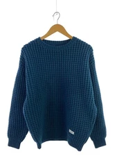 WACKO MARIA WAFFLE KNIT SWEATER L Wool BLU 24FW WMK KN01