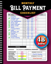 Monthly Bill Payment Checklist: Bill Tracker Notebook, The 4-Year Guide for Fami