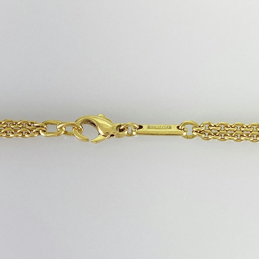 AUTH CHOPARD 18K YG NECKLACE YELLOW GOLD DOUBLE CHAIN WOMEN'S 42CM F/S - Image 3 of 4