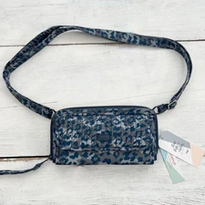LUG Kickflip Convertible Wallet Wristlet Crossbody Navy Blue Camo Leopard RFID