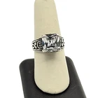 Vintage 925 Sterling Silver CZ Chunky Ring - Size 9.5