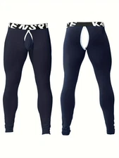 Long Johns High Stretch Men's Crotchless Sports Leggings - Breathable Base Layer