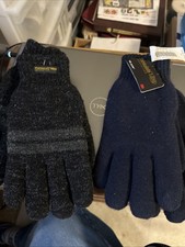 Mens Thinsulate Winter Gloves 2 Pair / NEW Blue/ Grey