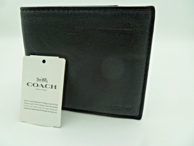 Coach BillFold Leder Geldbörse & Kartenetui 3-in-1 Leder schwarz neu - authentisch