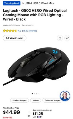Logitech G502 HERO Wired Gaming Mouse - 910-005469