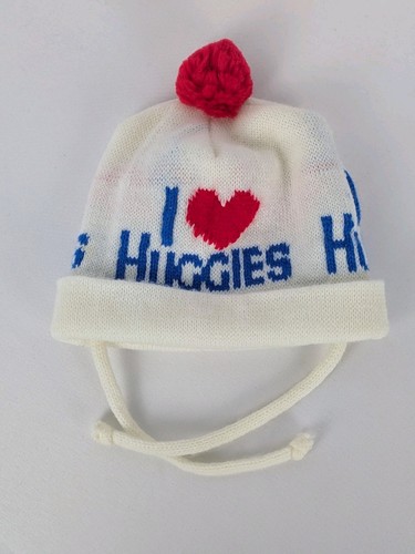 Vintage HUGGIES Infant BABY Winter Hat Beanie Red Pom Advertising Diapers