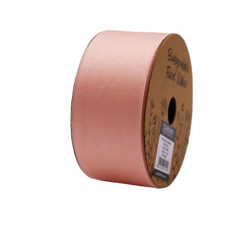 Biodegradable Satin Florist Ribbon 38mm x 10m Pale Pink
