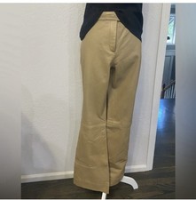 Vintage Y2K Tommy Hilfiger Tan Leather Bootcut Pants Jeans Mid Rise 12 NEW