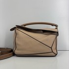 Authentic Pre‑owned Loewe Puzzle Small Beige Grained Leather Crossbody Bag