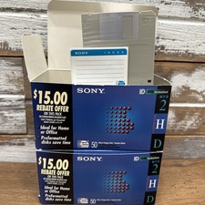 VTG 1997 Sony 3.5" Micro Floppy Disk 50-Pack partial IBM Format HD w/Labels X2