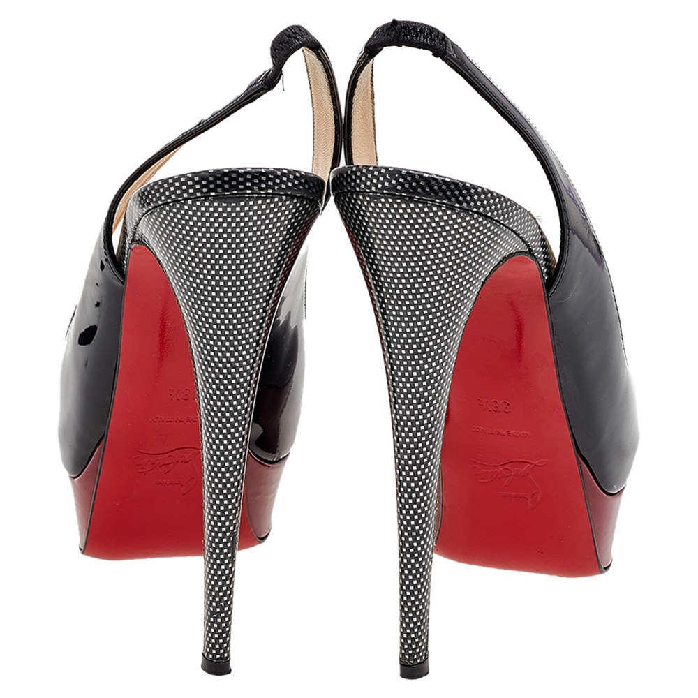 Christian Louboutin Multicolor Patent Leather Lady Peep Toe Slingback Platform image 5